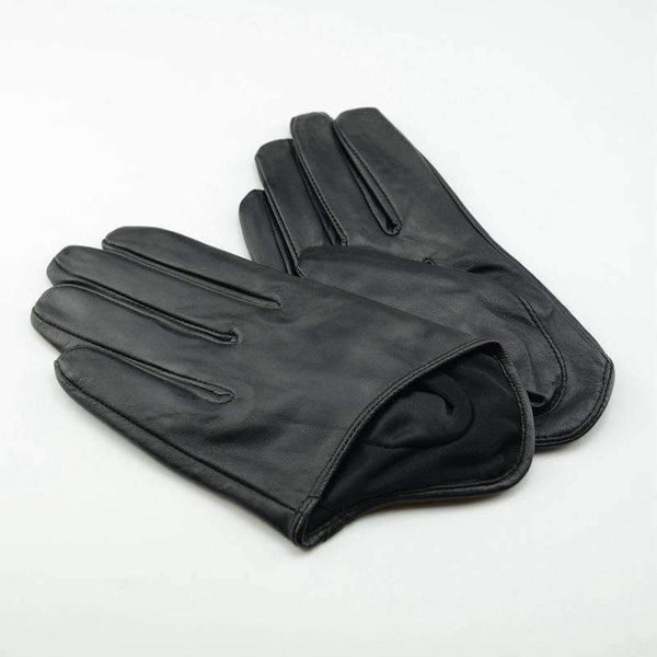 Planet Gates black / S Fashion New Genuine Leather Adult Women Gloves Wrist Solid Rivet Style Goatskin Glove Short Black Driving Hot Sale Free Shipping