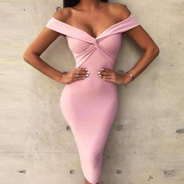 Planet Gates black / S Fashion Pink off shoulder party dress bodycon club sexy dress women sundress crisscross 2018 summer dresses short