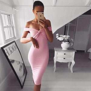 Planet Gates black / S Fashion Pink off shoulder party dress bodycon club sexy dress women sundress crisscross 2018 summer dresses short