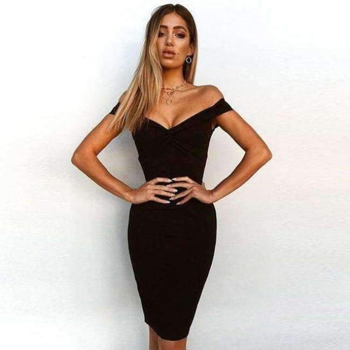 Planet Gates black / S Fashion Pink off shoulder party dress bodycon club sexy dress women sundress crisscross 2018 summer dresses short