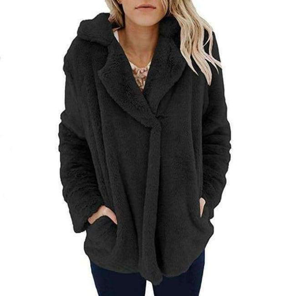 Planet Gates Black / S Fleece Cardigan Sweater Women Female Warm Cotton Sweater Veste Femme Pockets Fashion Coat Long Kimono Cardigan EDR78
