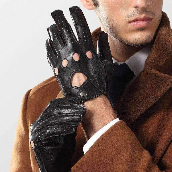Planet Gates Black / S Genuine Leather Men Gloves Male Spring Autumn Thin Style Locomotive Driving Sheepskin Gloves Breathable Unlined 2520