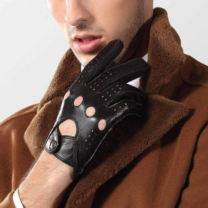 Planet Gates Black / S Genuine Leather Men Gloves Male Spring Autumn Thin Style Locomotive Driving Sheepskin Gloves Breathable Unlined 2520