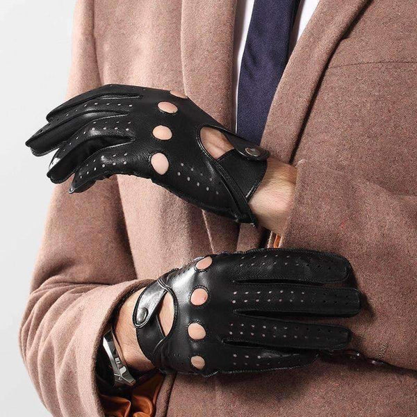 Planet Gates Black / S Genuine Leather Men Gloves Male Spring Autumn Thin Style Locomotive Driving Sheepskin Gloves Breathable Unlined 2520