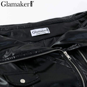 Planet Gates Black / S Glamaker Punk leather suede zipper sexy dress Women off shoulder bodycon mini short dress Winter autumn black club party dress