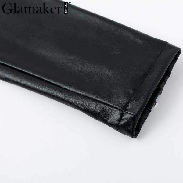 Planet Gates Black / S Glamaker Punk leather suede zipper sexy dress Women off shoulder bodycon mini short dress Winter autumn black club party dress