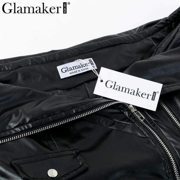 Planet Gates Black / S Glamaker Punk leather suede zipper sexy dress Women off shoulder bodycon mini short dress Winter autumn black club party dress