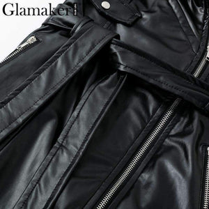 Planet Gates Black / S Glamaker Punk leather suede zipper sexy dress Women off shoulder bodycon mini short dress Winter autumn black club party dress
