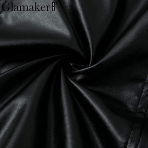 Planet Gates Black / S Glamaker Punk leather suede zipper sexy dress Women off shoulder bodycon mini short dress Winter autumn black club party dress