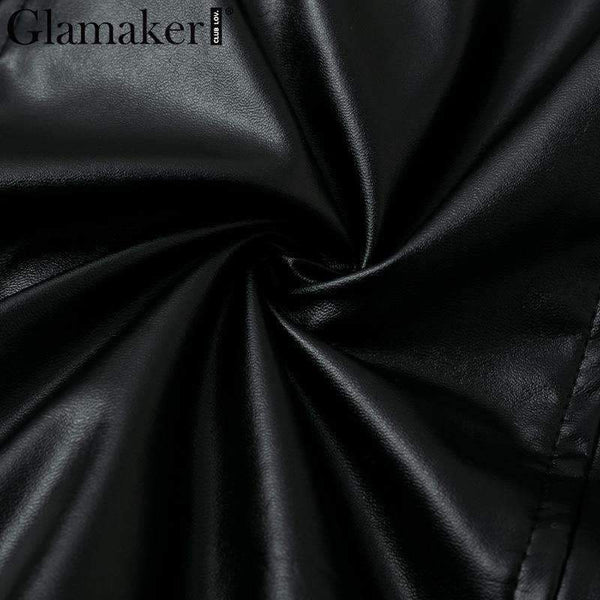 Planet Gates Black / S Glamaker Punk leather suede zipper sexy dress Women off shoulder bodycon mini short dress Winter autumn black club party dress