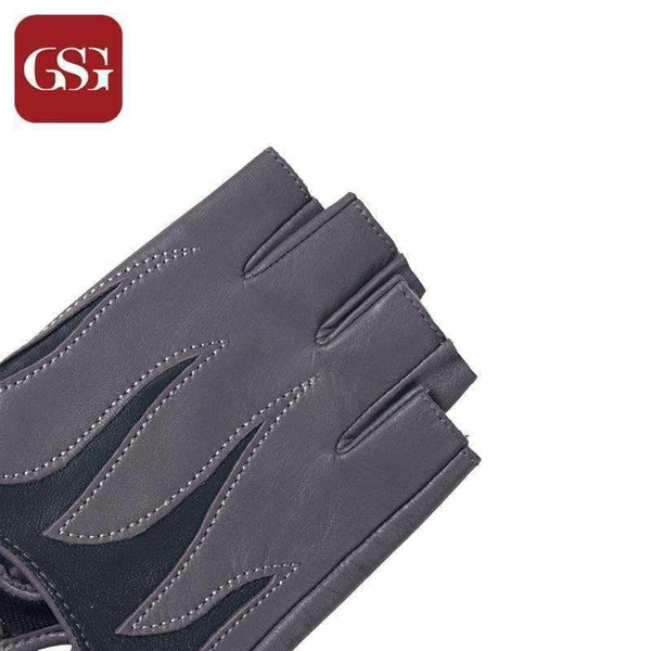 Planet Gates black / S GSG Half Finger Women Genuine Leather Gloves Fingerless Gloves Patchwork Ladies Fashion Driving Gloves Autumn Gloves Black Brown