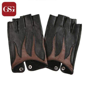 Planet Gates black / S GSG Half Finger Women Genuine Leather Gloves Fingerless Gloves Patchwork Ladies Fashion Driving Gloves Autumn Gloves Black Brown