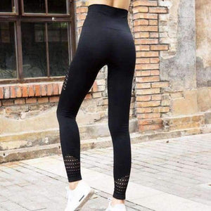 Planet Gates black / S Gym Leggings Fitness Women's Yoga Leggings Hollow On Both Sides Solid Legging Fitness Women Sexy Trousers Workout Pants