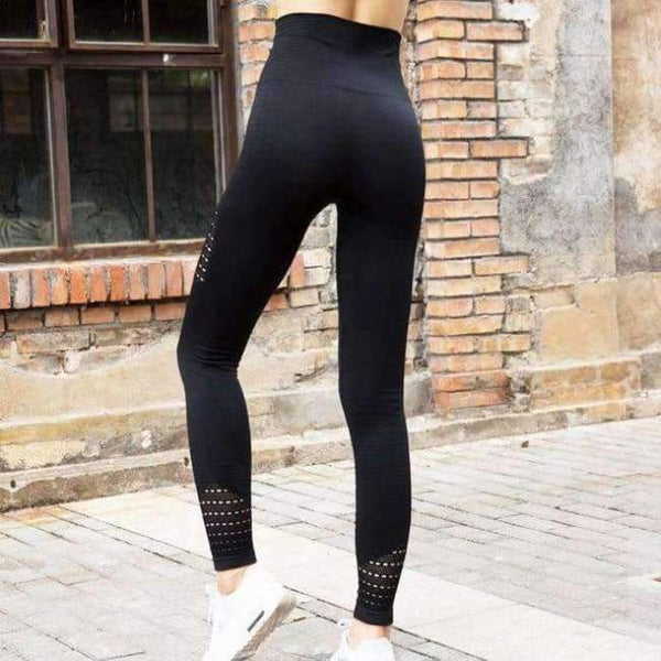 Planet Gates black / S Gym Leggings Fitness Women's Yoga Leggings Hollow On Both Sides Solid Legging Fitness Women Sexy Trousers Workout Pants
