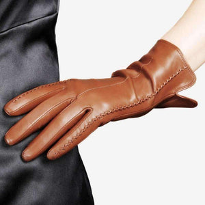 Planet Gates black / S High Quality Elegant Women Genuine Lambskin Leather Gloves Autumn And Winter Thermal Hot Trendy Female Glove L085