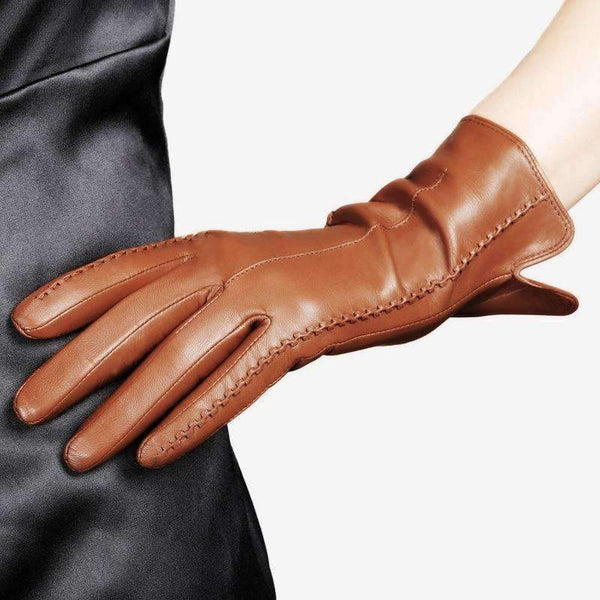 Planet Gates black / S High Quality Elegant Women Genuine Lambskin Leather Gloves Autumn And Winter Thermal Hot Trendy Female Glove L085