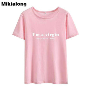 Planet Gates Black / S I'm A Virgin Funny T Shirts Women 2018 Summer Short Sleeve Cotton Tee Shirt Femme Loose Tumblr Tshirt Women Tops