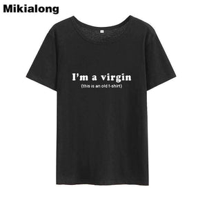 Planet Gates Black / S I'm A Virgin Funny T Shirts Women 2018 Summer Short Sleeve Cotton Tee Shirt Femme Loose Tumblr Tshirt Women Tops