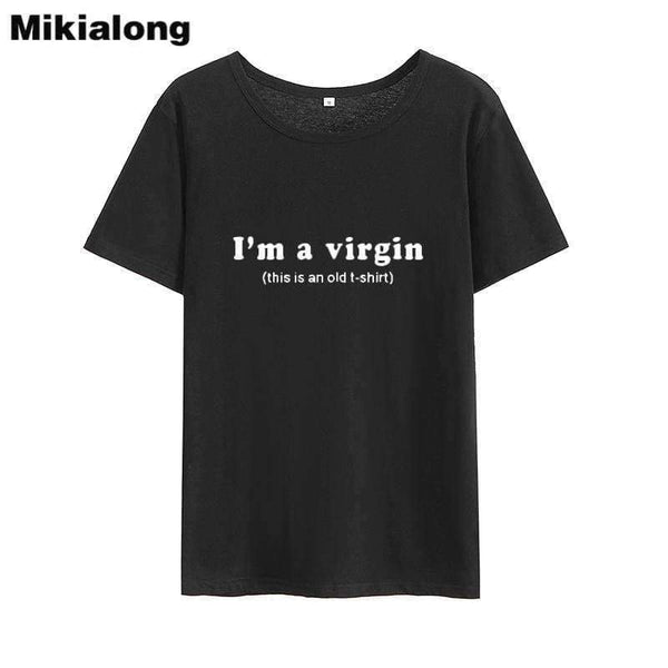 Planet Gates Black / S I'm A Virgin Funny T Shirts Women 2018 Summer Short Sleeve Cotton Tee Shirt Femme Loose Tumblr Tshirt Women Tops