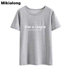Planet Gates Black / S I'm A Virgin Funny T Shirts Women 2018 Summer Short Sleeve Cotton Tee Shirt Femme Loose Tumblr Tshirt Women Tops