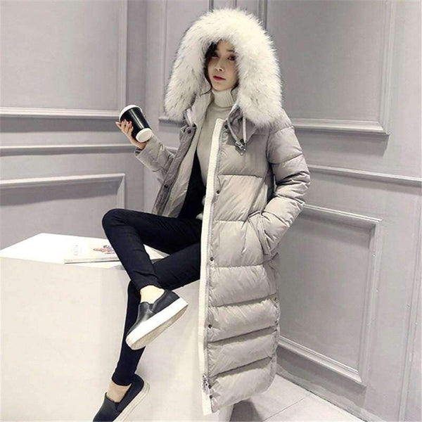 Planet Gates black / S Jacket Women Over Knee Long Parkas Large Fur Collar Winter Coat Women Hoody Down Wadded Jacket Campera Large Size C2601