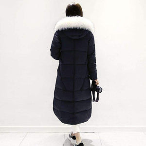 Planet Gates black / S Jacket Women Over Knee Long Parkas Large Fur Collar Winter Coat Women Hoody Down Wadded Jacket Campera Large Size C2601