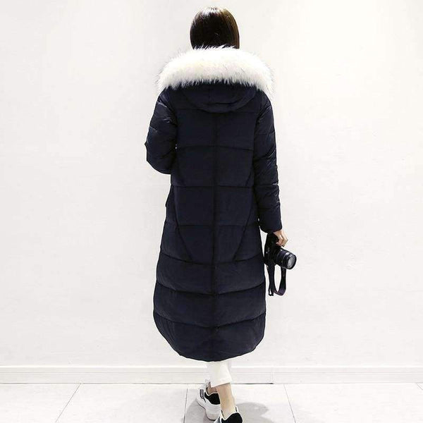 Planet Gates black / S Jacket Women Over Knee Long Parkas Large Fur Collar Winter Coat Women Hoody Down Wadded Jacket Campera Large Size C2601