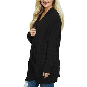 Planet Gates black / S Knitted Cardigan Female Outwear Autumn Winter Sweater Women Long Pocket Thick Plus Size Casual Cardigan Women Jumper 2018