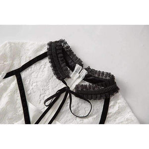 Planet Gates black / S Lace Party Evening Women Designer Dress Cross V-Neck Velvet Patchwork Flare Sleeve Lace Tunic Dress Events Special