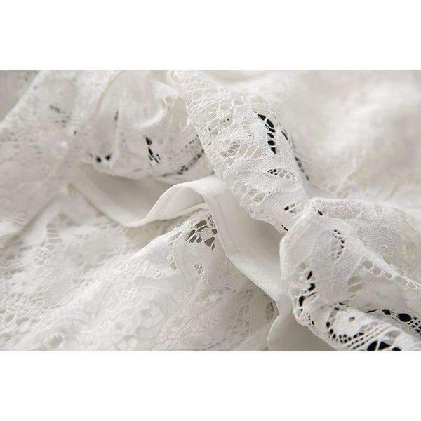 Planet Gates black / S Lace Party Evening Women Designer Dress Cross V-Neck Velvet Patchwork Flare Sleeve Lace Tunic Dress Events Special