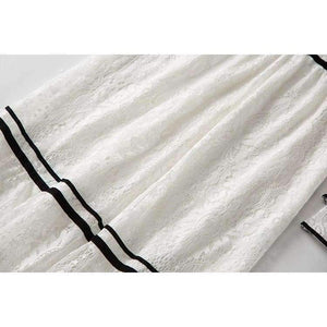 Planet Gates black / S Lace Party Evening Women Designer Dress Cross V-Neck Velvet Patchwork Flare Sleeve Lace Tunic Dress Events Special