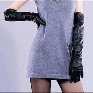 Planet Gates Black / S Lady Fashion High Quality PU Leather Winter Gloves Women Warm Cute Mittens Female Long Style Elbow Gloves G203