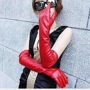 Planet Gates Black / S Lady Fashion High Quality PU Leather Winter Gloves Women Warm Cute Mittens Female Long Style Elbow Gloves G203