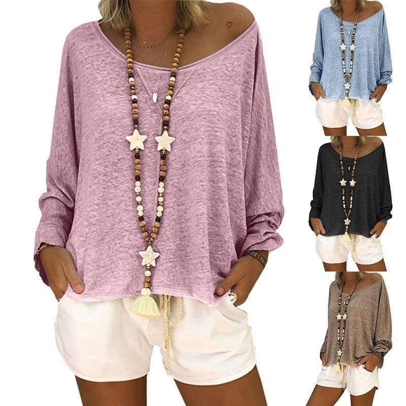 Planet Gates Black / S Large Size 5XL T Shirt Women Autumn Casual Solid Tops&Tees Fashion Batwing Long Sleeve Round Neck Loose Womens T-shirt