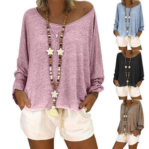 Planet Gates Black / S Large Size 5XL T Shirt Women Autumn Casual Solid Tops&Tees Fashion Batwing Long Sleeve Round Neck Loose Womens T-shirt