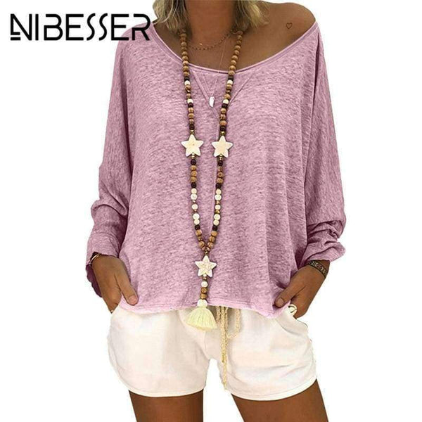 Large Size 5Xl T Shirt Women Autumn Casual Solid Tops&tees Fashion Batwing Long Sleeve Round Neck Loose Womens T-Shirt