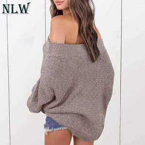 Planet Gates Black / S Large Size Off Shoulder Sweater Pullover Women Casual Harajuku Sweater Sexy Streetwear Autumn Jumpers Plus Size XXXL