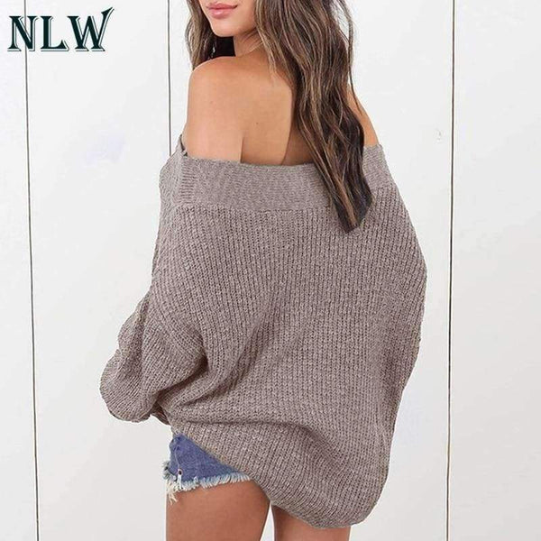 Planet Gates Black / S Large Size Off Shoulder Sweater Pullover Women Casual Harajuku Sweater Sexy Streetwear Autumn Jumpers Plus Size XXXL