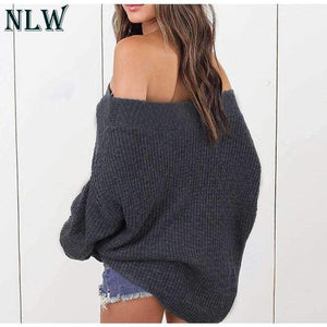 Planet Gates Black / S Large Size Off Shoulder Sweater Pullover Women Casual Harajuku Sweater Sexy Streetwear Autumn Jumpers Plus Size XXXL