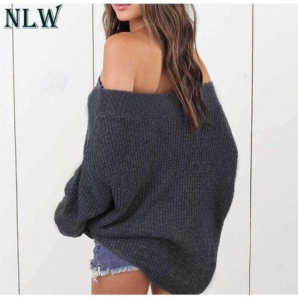 Planet Gates Black / S Large Size Off Shoulder Sweater Pullover Women Casual Harajuku Sweater Sexy Streetwear Autumn Jumpers Plus Size XXXL