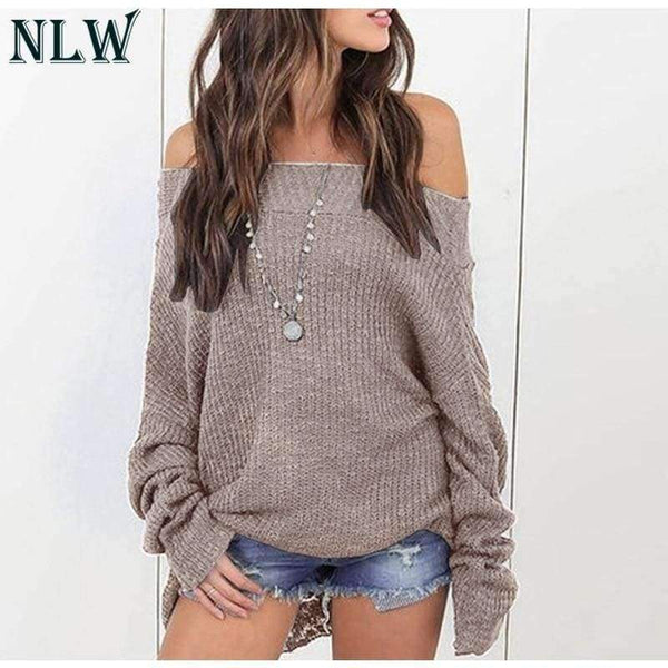 Planet Gates Black / S Large Size Off Shoulder Sweater Pullover Women Casual Harajuku Sweater Sexy Streetwear Autumn Jumpers Plus Size XXXL