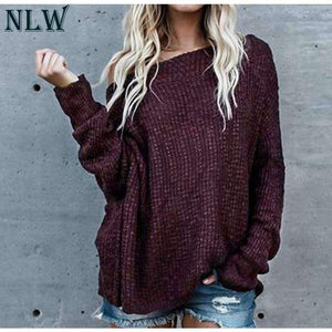 Planet Gates Black / S Large Size Off Shoulder Sweater Pullover Women Casual Harajuku Sweater Sexy Streetwear Autumn Jumpers Plus Size XXXL