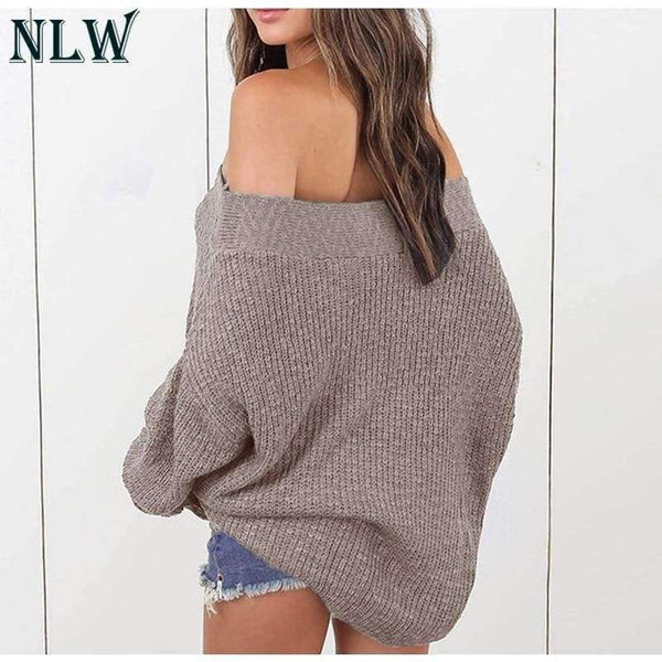 Planet Gates Black / S Large Size Off Shoulder Sweater Pullover Women Casual Harajuku Sweater Sexy Streetwear Autumn Jumpers Plus Size XXXL