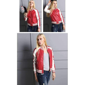 Planet Gates Black / S Leather Jacket Women 2016 Red Black Leather Short Coat Female Faux Sheepskin Biker Jackets Jaquetas De Couro Femininas