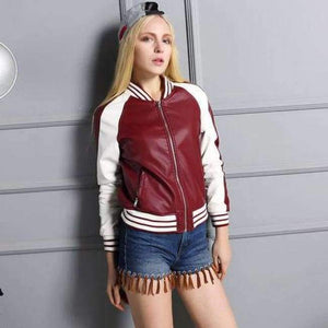 Planet Gates Black / S Leather Jacket Women 2016 Red Black Leather Short Coat Female Faux Sheepskin Biker Jackets Jaquetas De Couro Femininas