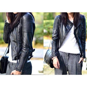 Planet Gates Black / S Leather Jacket Women Jackets Coat Slim Biker Motorcycle Soft Zipper girl Leather Jaquetas De Couro feminina women's clothing