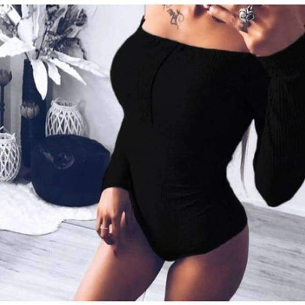 Planet Gates black / S Long Sleeve Bodycon Slash Neck Winter Jumpsuit Autumn Off Shoulder Bodysuits Women Body Feminino Mujer Sexy