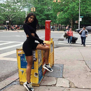 Planet Gates Black / S Long sleeve zipper high neck elastic sexy crop tops shorts 2-pieces 2018 summer autumn women fashion casual sports sets