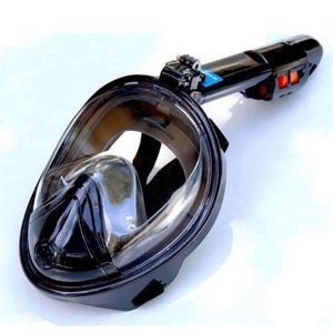 Planet Gates Black / S/M Full Face Snorkeling Masks Panoramic View Anti-fog Anti-Leak Swimming Snorkel Scuba Underwater Diving Mask GoPro Compatible