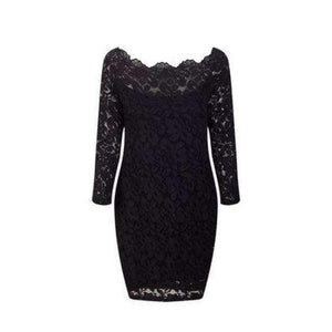 Planet Gates Black / S Maxfresh 2018 Women Long Sleeved Lace slach neck Dress